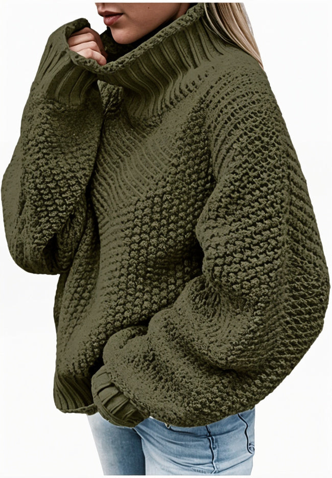Warme grof gebreide trui voor dames met een modern breipatroon, ideaal voor koude winterdagen