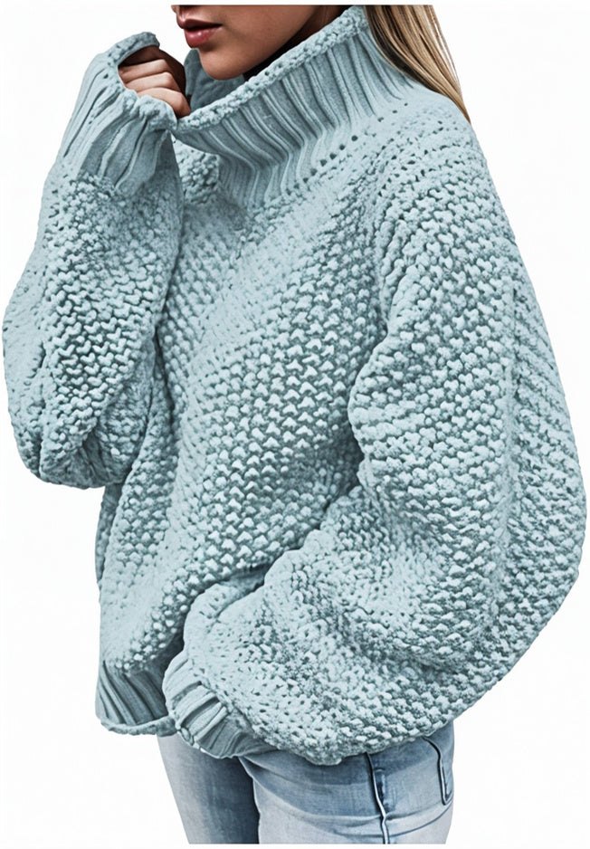 Warme grof gebreide trui voor dames met een modern breipatroon, ideaal voor koude winterdagen