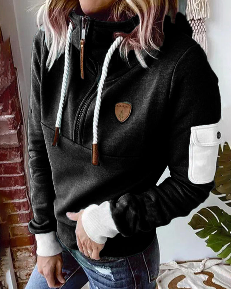 Warme, casual hoodie met halve rits, ideaal voor koude dagen met een modern en comfortabel ontwerp.
