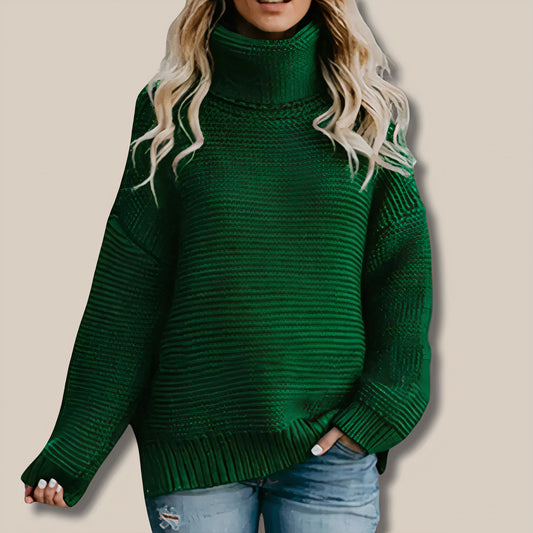 Warme wintertrui voor dames met een zachte gebreide kwaliteit en knusse col, perfect voor koude dagen.