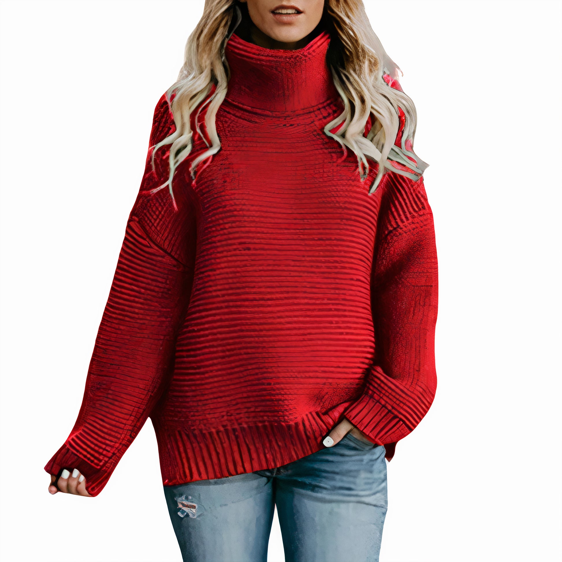 Warme wintertrui voor dames met een zachte gebreide kwaliteit en knusse col, perfect voor koude dagen.