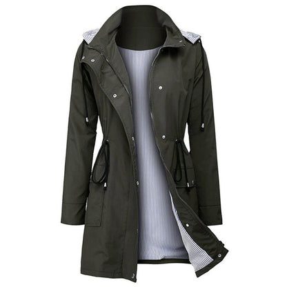 Waterdicht windjack voor dames met capuchon, ideaal voor herfst- en winterdagen