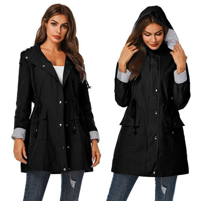 Waterdicht windjack voor dames met capuchon, ideaal voor herfst- en winterdagen