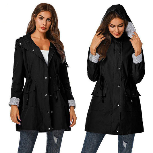 Waterdicht windjack voor dames met capuchon, ideaal voor herfst- en winterdagen