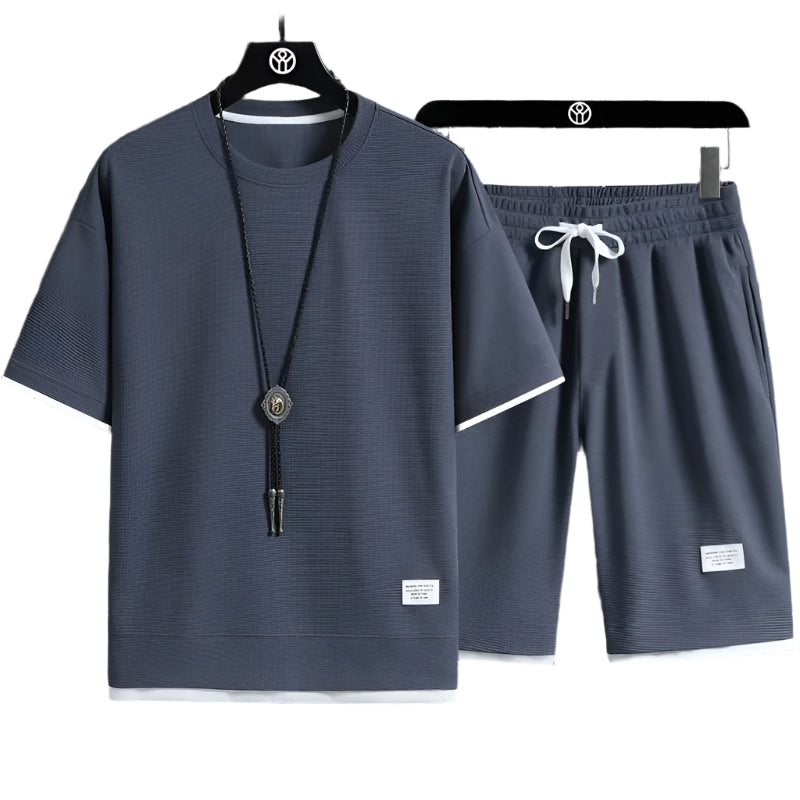 Zomerset voor mannen met shirt met korte mouwen en korte broek - stijlvol en comfortabel.