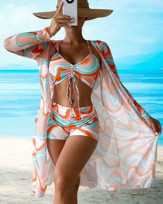 Bikiniset in Bandage met Hoge Taille en Gewaad - Yeva